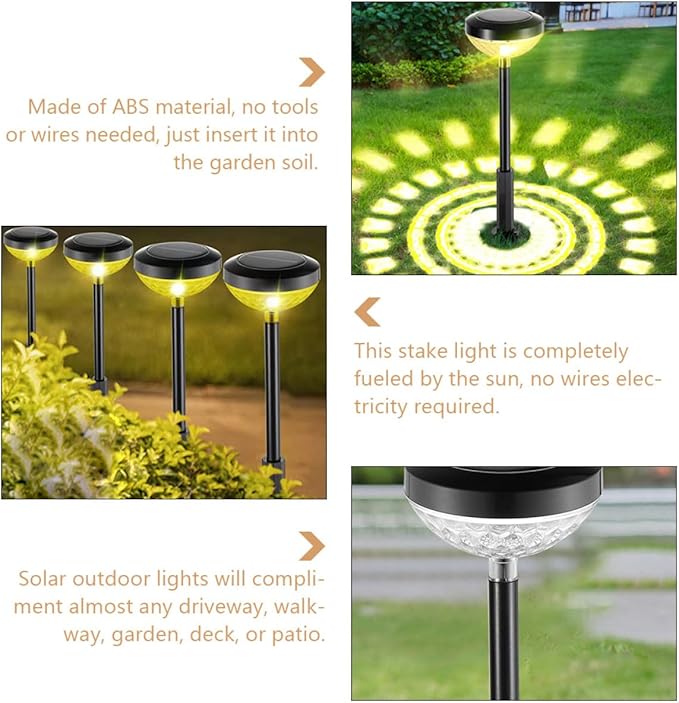 Milisten Solar Powered Garden Stake Lights Outdoor LED Landscape Lamps for Yard Patio, Waterproof Solar Pathway Lights with Bright LED and Sturdy Ground Stakes, Decorative Lawn Lighting