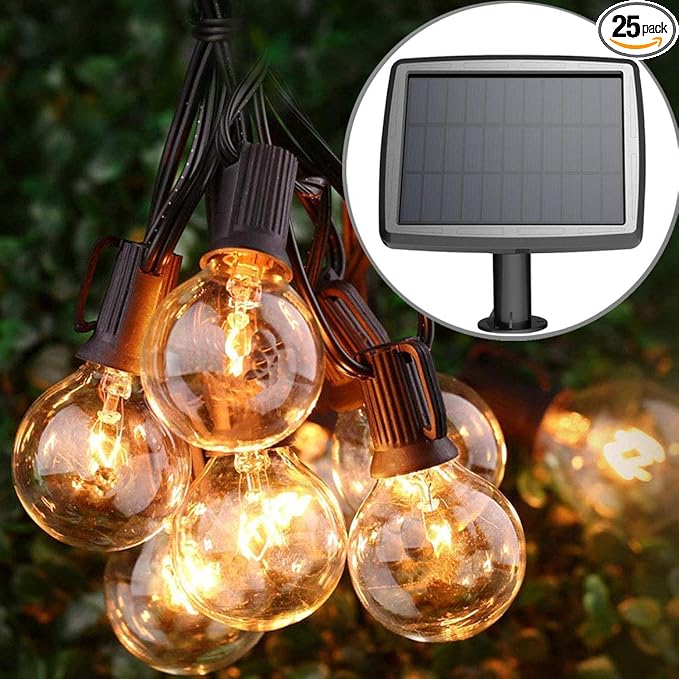 PERFECTDAY Solar String Lights, Shatterproof LED Solar String Light Outdoor G40 Umbrella Lights with 25 Bulbs - 27 | Lumora