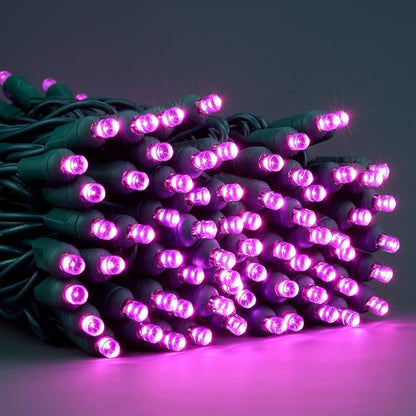YULETIME Pink One-Piece Wide Angle Christmas Lights 140 Count 48 Feet, 2 Sets 70 LED 24 ft High Waterproof 5mm UL Certified String Light (Pink)
