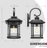 Emliviar Outdoor Wall Lantern Fixture with E26 Base, Large 21.9 Inch Exterior Wall Light with Seeded Glass, Black | Lumora