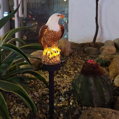 2 Pack Eagle Figurine Garden Solar Stake Light, Waterproof Eagle Shape Stake Lights, Solar Eagle Lights Outdoor Decorative Garden Lights for Garden Yard Balcony Patio Lawn Festival Decor