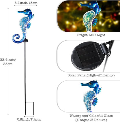 Yiosax-Solar Outdoor Lights Decorative-Yard Outdoor Decorative - Garden Stakes Octopus & Seahorse Decorative Waterproof 7 LED Light Decor Ocean Beach Theme for Lawn Path Yard Decoration Gift Idea