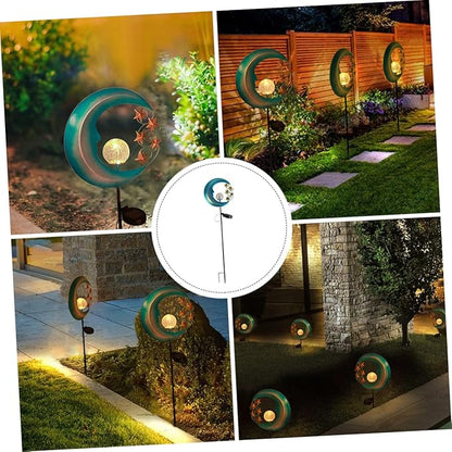 Mikikit 1pc Solar Powered Moon Shaped Ground Inserted Light for Outdoor Gardens Lawn Decor Easy Installation Solar Pathway Lamp for Yards and Walkways