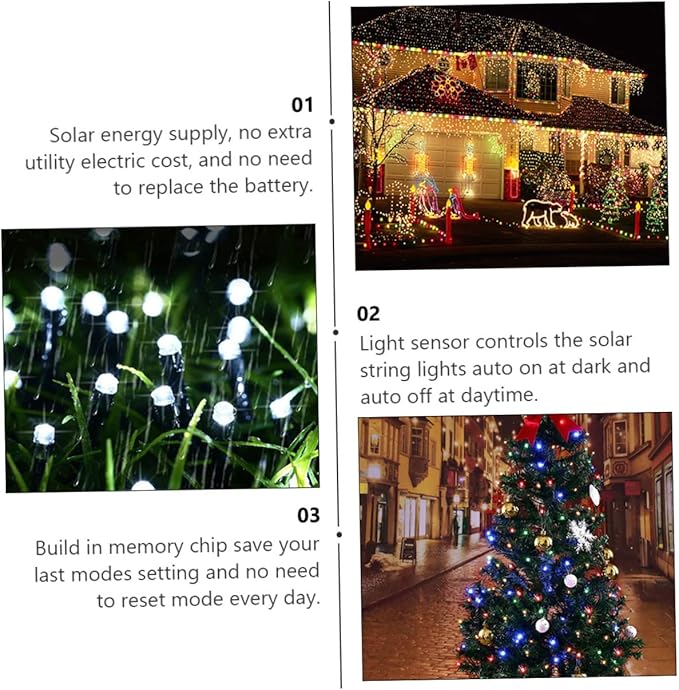 Uonlytech 2sets Led Solar String Lights Outdoor Fairy Lights for Garden Decor Auto Off Energy Efficient for | Lumora