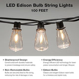 EXCELLO GLOBAL PRODUCTS Premium String Light Pole 4 Pack with 100' of LED Edison Bulb String - Outdoor Path Light | Lumora