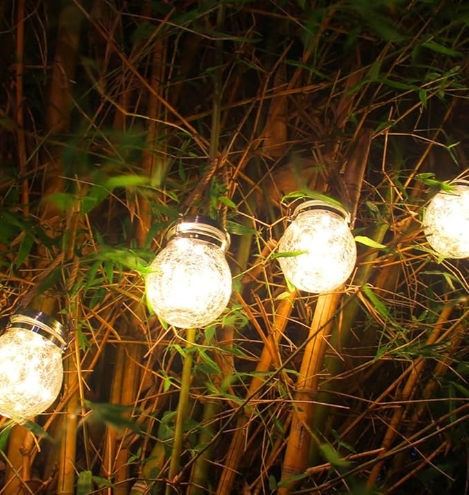 Solar Lights Globe Outdoor Decorative, Hanging Cracked Glass Ball Solar Lights Waterproof, Solar Powered Lantern | Lumora