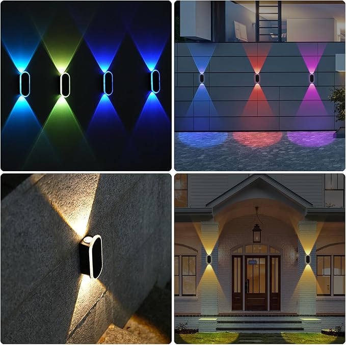 10 Pack Solar Fence Lights-RGBW Solar Powered Fence Wall Lights Waterproof 8-Color Changing Top and Bottom Lighting | Lumora