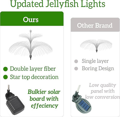 Solar Garden Lights 3 Pack Waterproof Outdoor 7 Color Changing Solar Flower Lights Double Jellyfish and Star Design Christmas Yard Garden Decor