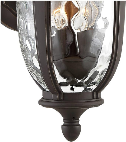 John Timberland Park Sienna Vintage Outdoor Wall Light Fixture Bronze 22 1/4" Clear Hammered Glass Downbridge for Exterior House Porch Patio Outside Deck Garage Yard Front Door Garden Home