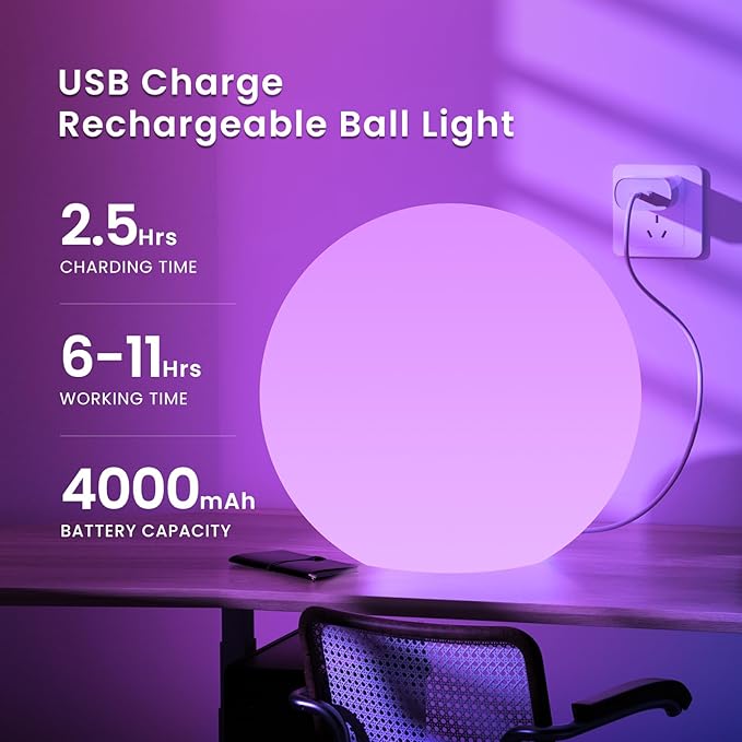 LOFTEK Extra Large Floating Pool Light - 20-inch Rechargeable Orb Light with Remote - 3 Modes - Outdoor Path Light | Lumora