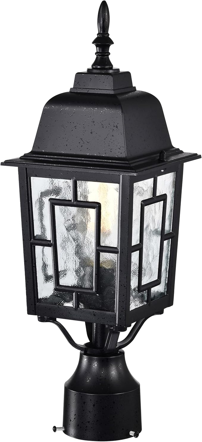NUVO Lighting 60/4929 Banyan Outdoor Post Lantern Light Fixture with Clear Water Glass, Textured Black | Lumora