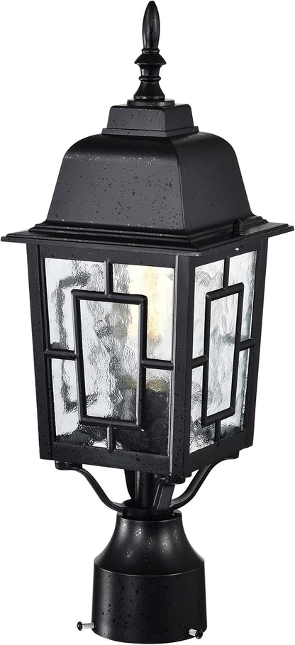 NUVO Lighting 60/4929 Banyan Outdoor Post Lantern Light Fixture with Clear Water Glass, Textured Black