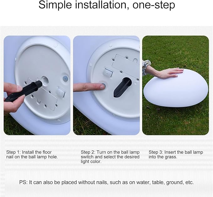 Solar Garden Light, Solar Pathway Lights Color Changing Outdoor Waterproof PE 1500mAh Colorful Light Stone Landscape Lamp for Pathway Lawn