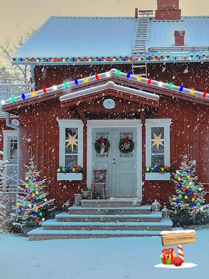 C9 LED Multicolor Christmas Lights, 25Ft Vintage C9 Christmas Lights with 26 LED Ceramic Colorful Bulbs, Hanging Connectable Xmas String Lights for Patio Garden Holiday Home Xmas Decor