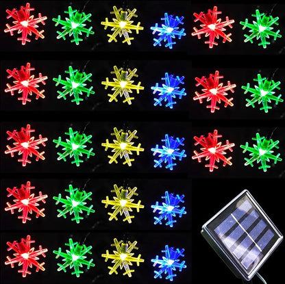 Solar Christmas Lights Outdoor Waterproof Decorations 20 Ft 30 LED Snowflake String Fairy Lights with 8 Lighting Modes for Wedding, Party, Tree, Room, Garden, Patio, Yard, Home