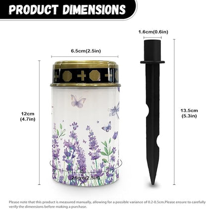 Purple Floral Cemetery Solar Lights Solar Yard Lights for Cemetery Solar Lights Grave Decorations for Cemetery Mom Solar Outdoor Lights Waterproof Sympathy Memorial Lights