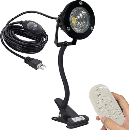 Kiven Smart Timing Remote Control Spotlight Aluminum Clip Light 7W LED Indoor/Outdoor Downlight with Waterproof Switch Plug Cord (9.8ft) Color Change Flooflight-Black
