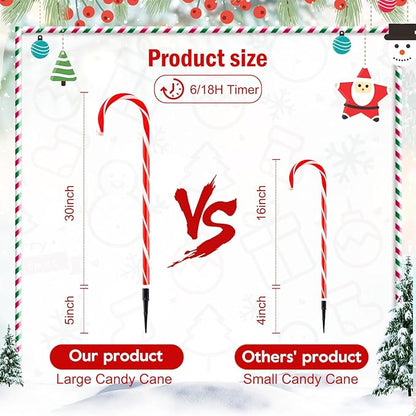Brightown 35" Candy Cane Lights Outdoor Pathway, 10 Packs Jumbo Candy Cane Pathway Lights, 8 Modes LED Outdoor Candy Cane Decorations Christmas Pathway Lights Yard Lawn Driveway Walkway Sidewalk