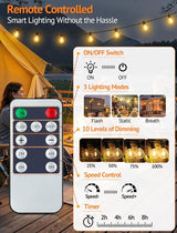 100FT(4x25FT) Solar String Lights Outdoor with Remote, Waterproof Dimmable 3 Modes Patio Light with 40+3 LED G40 | Lumora