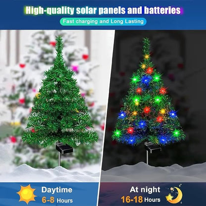 Solar Christmas Tree Lights Holiday Decorations, Outdoor Courtyards Solar Powered Artificial Xmas Tree for Yard Porch Pathway, LED Mini Christmas Decor for Outside Garden Patio Lawn(8PCS)