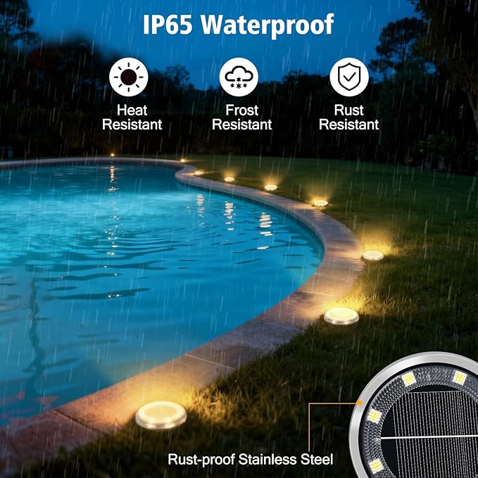 ZAIYW 6 Pack Solar Ground Lights Outdoor Waterproof Garden Lights Solar Powered Disc Landscape Lighting for Pathway | Lumora