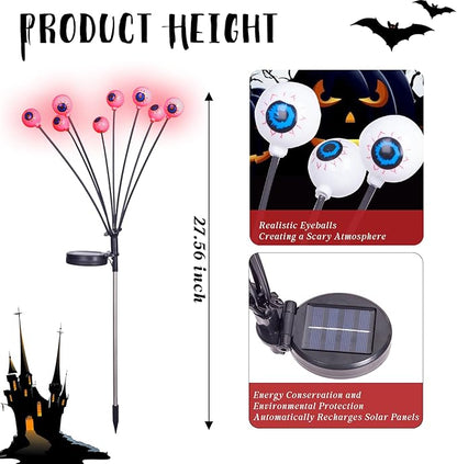 Upgraded Halloween Red Eyeball Lights 2 Packs 16 LED, Solar Garden Lights Outdoor Waterproof, Halloween Decorations Outdoor Lights for Yard Garden Lawn Path