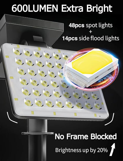 SUNFUNY Solar Flood Lights, Microwave Motion Sensor Outdoor Spotlights Waterpoof with 62pcs Bright LEDs, Landscape Ground Solar Motion Spot Light Dusk-to-Dawn for Outside Garden, Yard, House, White