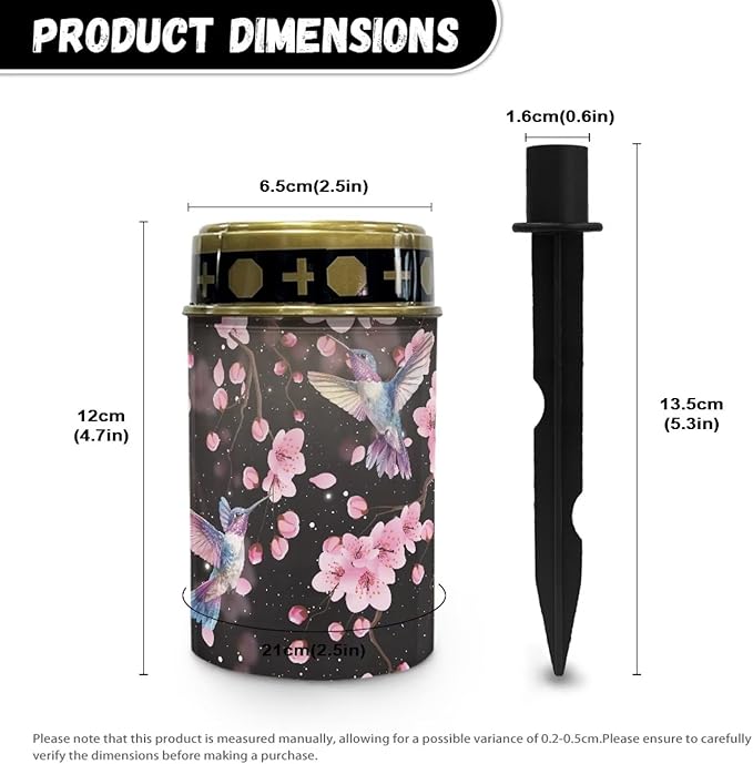 ZOUTAIRONG Cherry Blossom Hummingbird Solar Glass Light Garden Stake Lights Cemetery Decorations for Grave Outdoor Lamps Garden Lawn Yard Patio Decor Haunted House-1 Pack