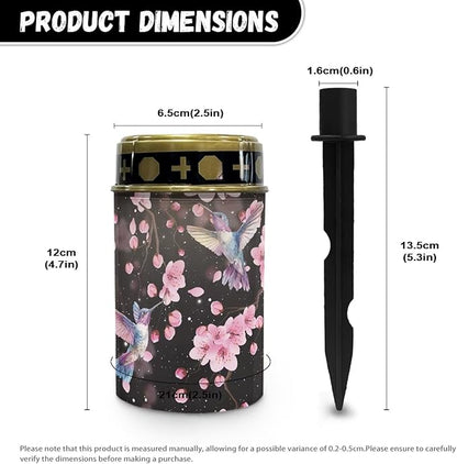 ZOUTAIRONG Cherry Blossom Hummingbird Solar Glass Light Garden Stake Lights Cemetery Decorations for Grave Outdoor Lamps Garden Lawn Yard Patio Decor Haunted House-1 Pack