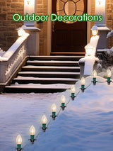 SUNSGNE Christmas Pathway Lights Outdoor - 38FT Vintage Christmas Lights with 25 C9 Clear Bulbs and 25 Plastic | Lumora