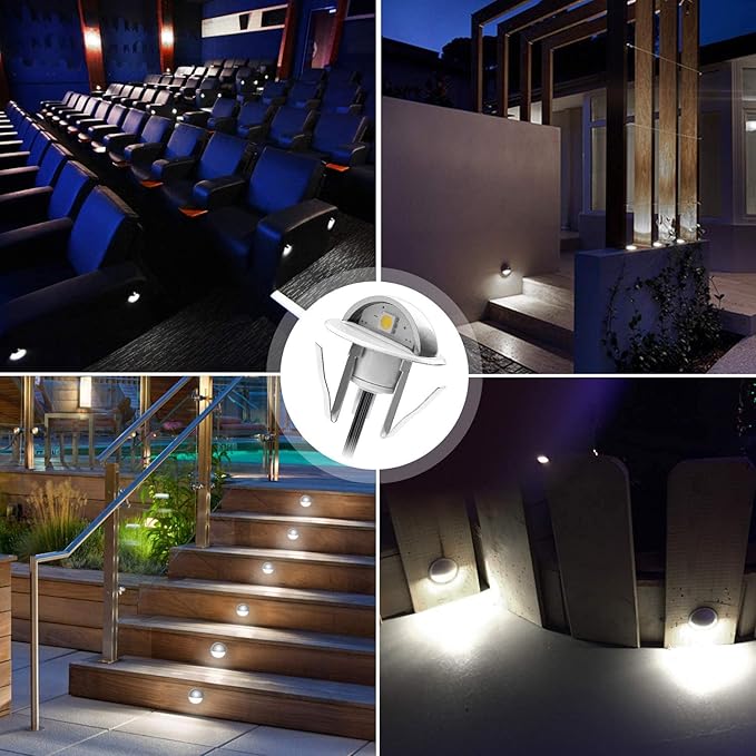 10 Pack LED Stair Lights Kit Low Voltage Deck Lights Waterproof IP65 Outdoor 1-2/5" Recessed Wood LED Deck Lighting | Lumora