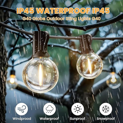 Outdoor String Lights 25 ft, G40 Led Patio Light with 13pcs Bulbs, Shatterproof Waterproof Dimmable Connectable Hanging Globe Outdoor Lights for Party, Cafe, Backyard, Balcony, Bistro,Gift, Black
