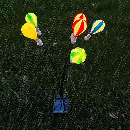 2pcs Solar Powered Hot Air Balloon LED Stake Lights for Outdoor Garden Lawn, Decorative Solar Pathway Lights with Firefly Effect for Patio and Camping