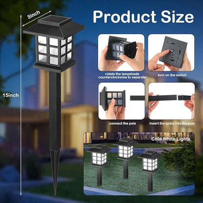 Hortsun 20 Pack Solar Pathway Lights, Outdoor Garden Solar Waterproof LED Landscape Lights for Yard Patio Lawn Pathway Decoration(Cold White)