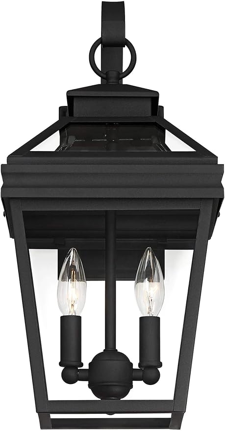 John Timberland Stratton Street Traditional Outdoor Wall Light Textured Black Steel 16 1/2" Clear Glass Lantern for Exterior House Porch Patio Outside Deck Garage Yard Front Door Garden Home