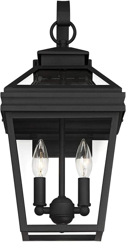 John Timberland Stratton Street Traditional Outdoor Wall Light Textured Black Steel 16 1/2" Clear Glass Lantern for Exterior House Porch Patio Outside Deck Garage Yard Front Door Garden Home