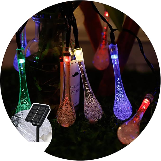 Solar String Lights Outdoor Lights led Water Drop Bubble String Lights 8 Functions Outdoor Engineering Lantern Christmas Garden Decoration