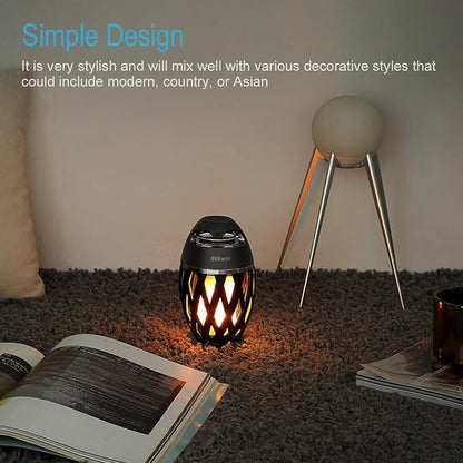 LED Flame Outdoor Table Lamp Torch Table Lamp with Blutooth Speaker, Rechargeable Ambience Lantern with Flickers Warm Light for Patio/Porch/Home Decor, Best Gift for Men Women Teens Kids