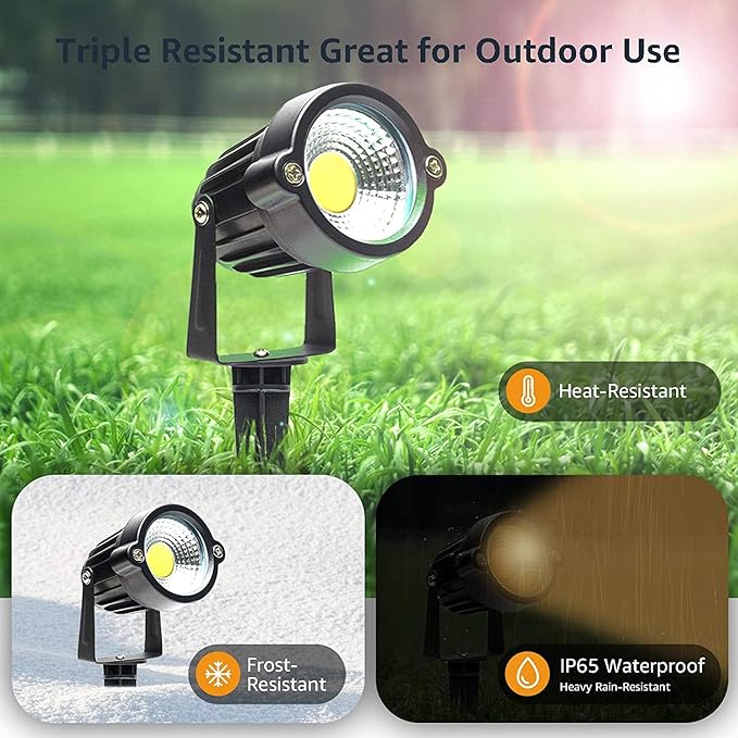 HANNAHONG 5W AC120V Landscape Up Down Spot-Light with Spiked Stand and Base,Warm White LED for Lawn Garden,Yard | Lumora