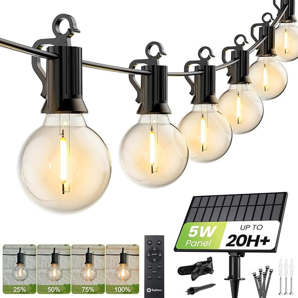 Brightown 158FT Solar String Lights Outdoor Waterproof with Remote, Solar Patio Lights with 75 Shatterproof LED | Lumora