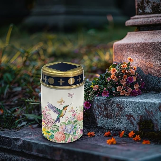 Hummingbird Cemetery Solar Lights Floral Eternal Lights for Cemetery Solar Powered Solar Cemetery Solar Light for Grandma Garden Stake Lights Garden Lawn Yard Patio Decor