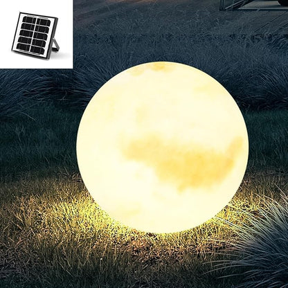 Solar Powered Moon Shape Outdoor Light,IP65 Waterproof Globe Landscape Light,Modern Minimalist Outdoor Lighting for Garden Porch and Path