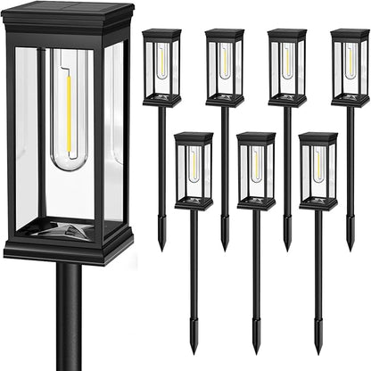 Upgraded Square Solar Pathway Lights Outdoor - 8 Pack, IP65 Waterproof & Super Bright, Auto On/Off Warm White LED, Landscape Lighting for Walkway Garden Driveway Decor
