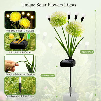 Solar Lights Outdoor Waterproof, 8 Pack Solar Firefly Swaying Lights with Flowers, Flower Light Garden Decor for Outside Yard Patio Thanksgiving Christmas for Women Grandma