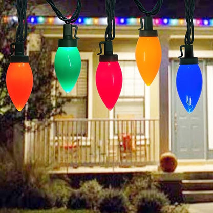 25Ft Christmas Lights Outdoor, C9 Multicolor String Light with 25 LED Shatterproof Colored Light Bulbs, Plug in Vintage Christmas Lights for Porch Wedding Party Easter Xmas Tree Decor