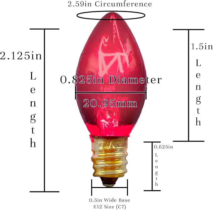EST. LEE DISPLAY L D 1902 Indoor ＆ Outdoor String Light C7 Ceramic Christmas Steady Replacement Bulbs (Valentine' | Lumora