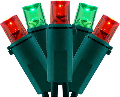 YULETIME 200 Red & Green Wide Angle LED Christmas Lights, 66 Feet Green Wire UL Certified 5mm Holiday String Light Set (Red & Green)