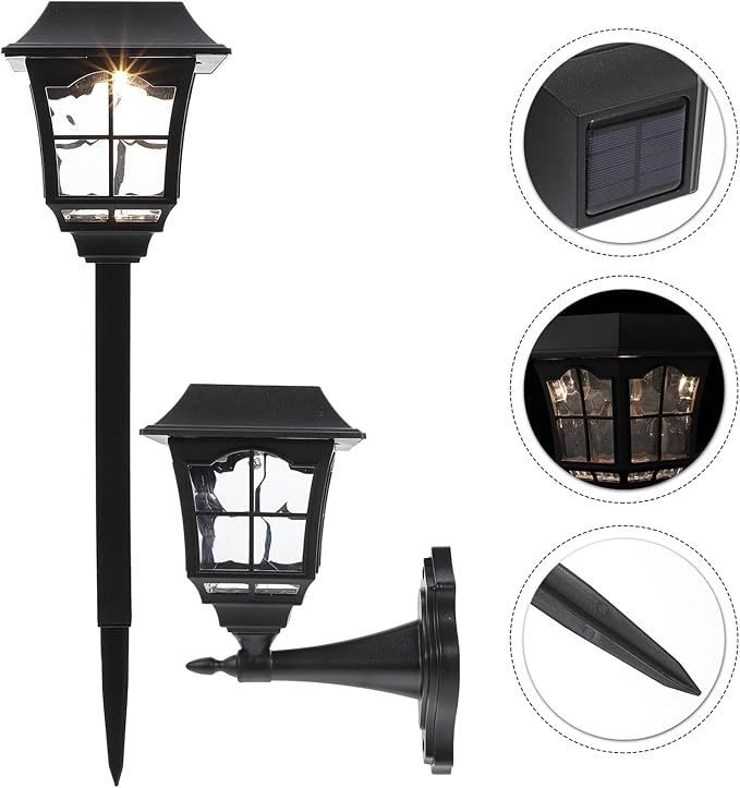 Luxshiny 2pcs Solar Wall Lights and Solar Lawn Lamps Waterproof Outdoor Garden Path Landscape Lighting Warm White for Yard, Patio, and Fence