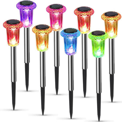 Solar Pathway Lights Outdoor, 6 Pack Stainless Steel LED Landscape Lighting Waterproof Solar Powered Yard Walkway Lights for Patio Lawn Yard Landscape Walkway(Multicolor)