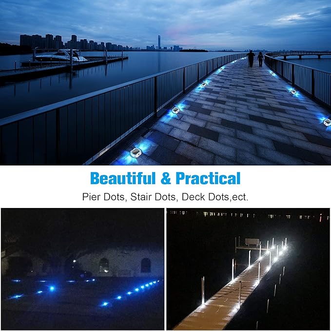 VOLISUN Solar Driveway Lights Dock Deck Lights 4-Pack,2 Colors in 1, LED Solar Powered Waterproof Outdoor Warning | Lumora